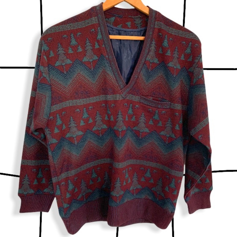 Vintage handmade forest knit sweater
